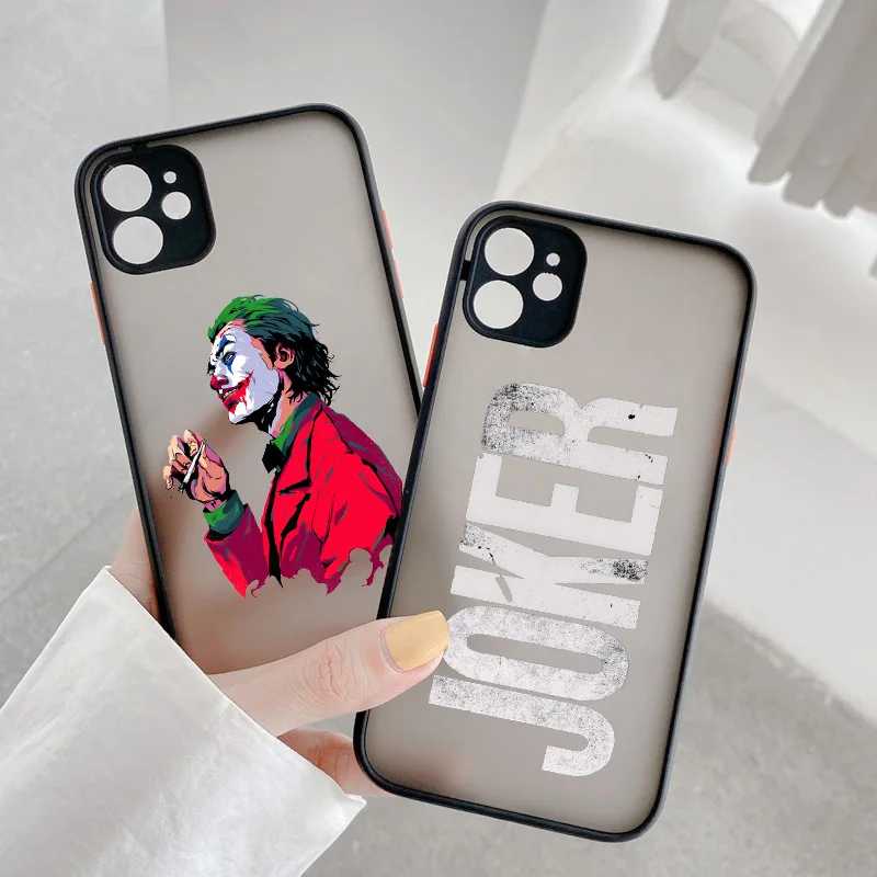 

Black Clown Phone Cover for iPhone 12 11 Pro Max 8 6S 7 plus Joaquin Phoenix movie Hard Translucent for iphone SE 2 X XS MAX XR
