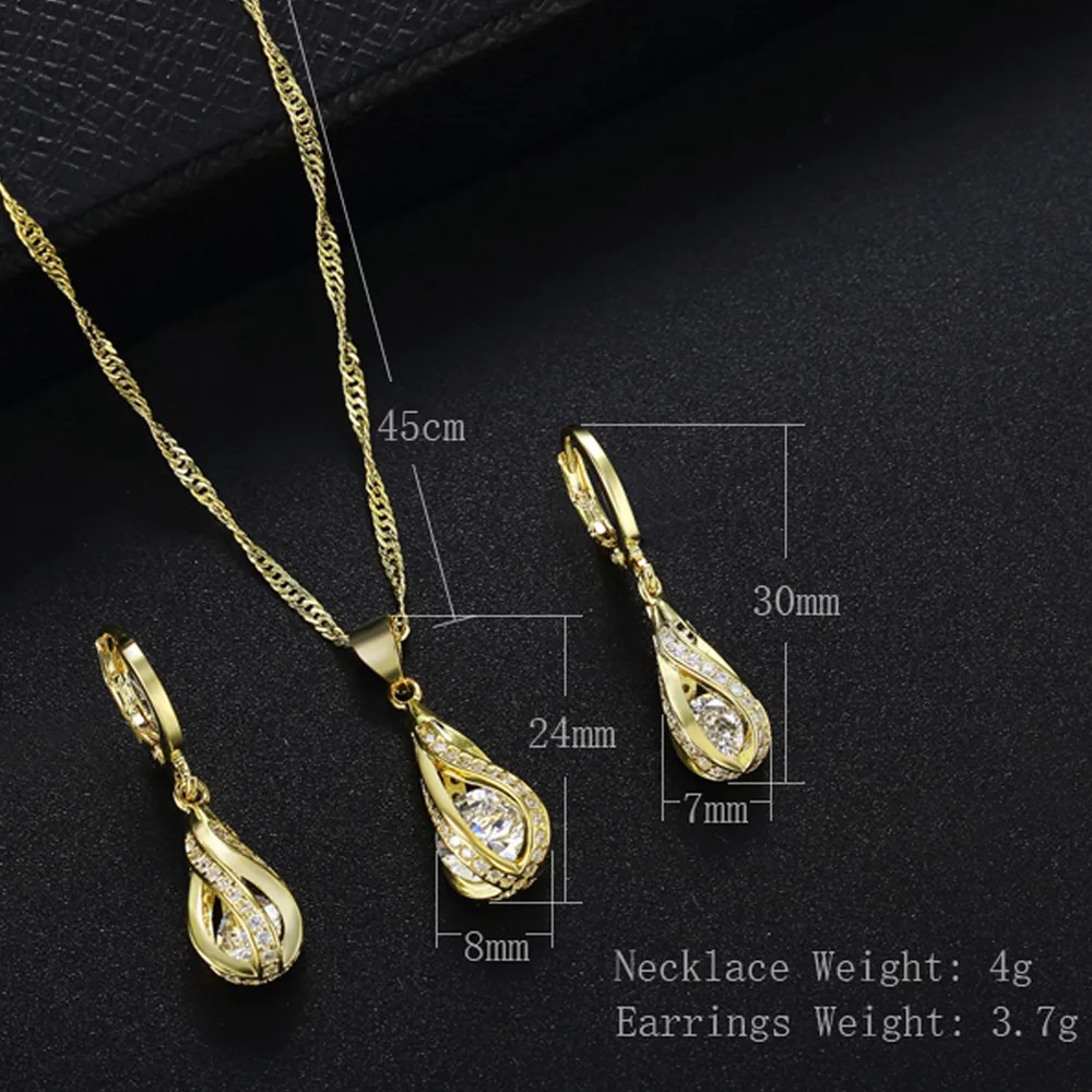 

925 Sterling Silver AAA+ Zircon Chain Necklace Water Drop Pendant Ring Opening Woman Wedding Engagement Fashion Jewelry TZ154