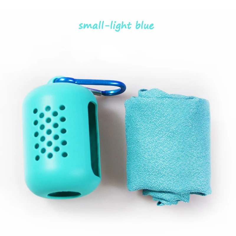 light blue Быстросохнущее полотенце из сверхтонкого волокна, впитывающее пот, небольшое полотенце с силиконовым покрытием для путешествий, спорта на открытом воздухе, фитнеса - Цвет: light blue