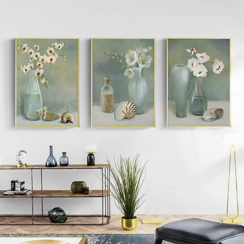 Настенные картины для гостиной белая Цветочная ваза картина в скандинавском