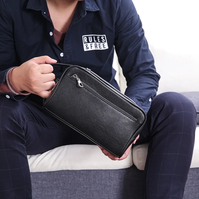 AETOO мужская сумка кожаная большая вместительная двойная молния Портативная