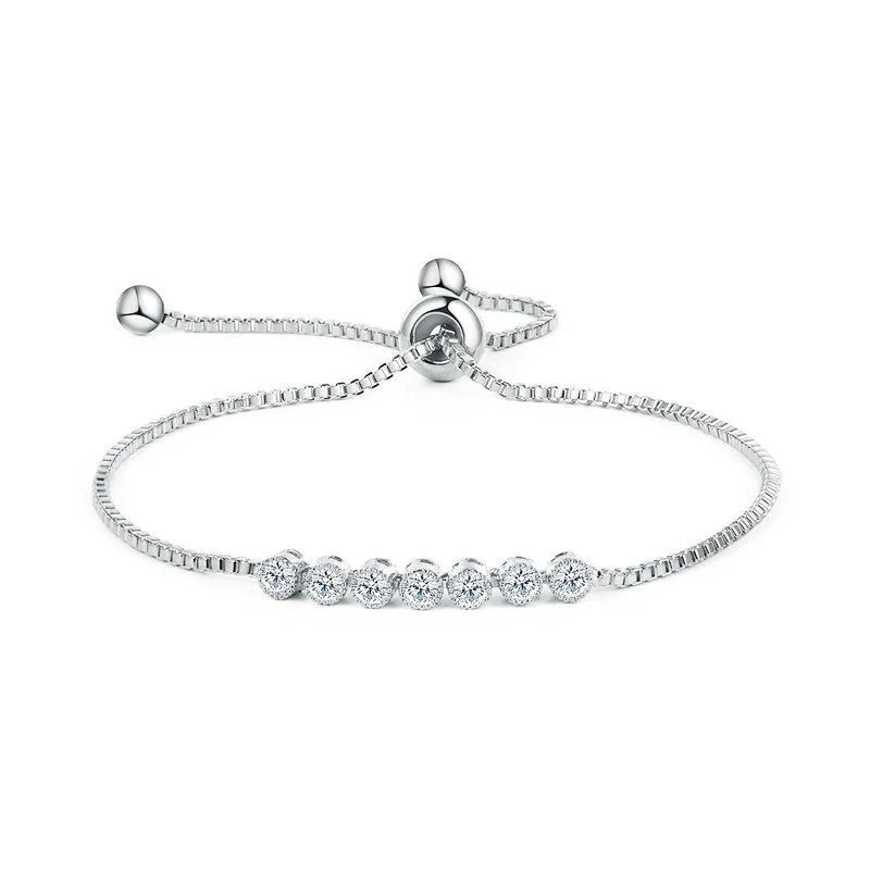 065 SILVER MIEG Марка Ассорти кубического циркония фианит, циркон, кристалл слайд регулируемый браслет покрытый розовым золотом/Родием серебро/желто-золотой Цвет - Окраска металла: 065 SILVER