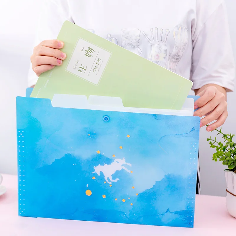 Kawaii держатель для файлов фэнтези единорог А4 сумка органа Корейская Ins 5 ячеек