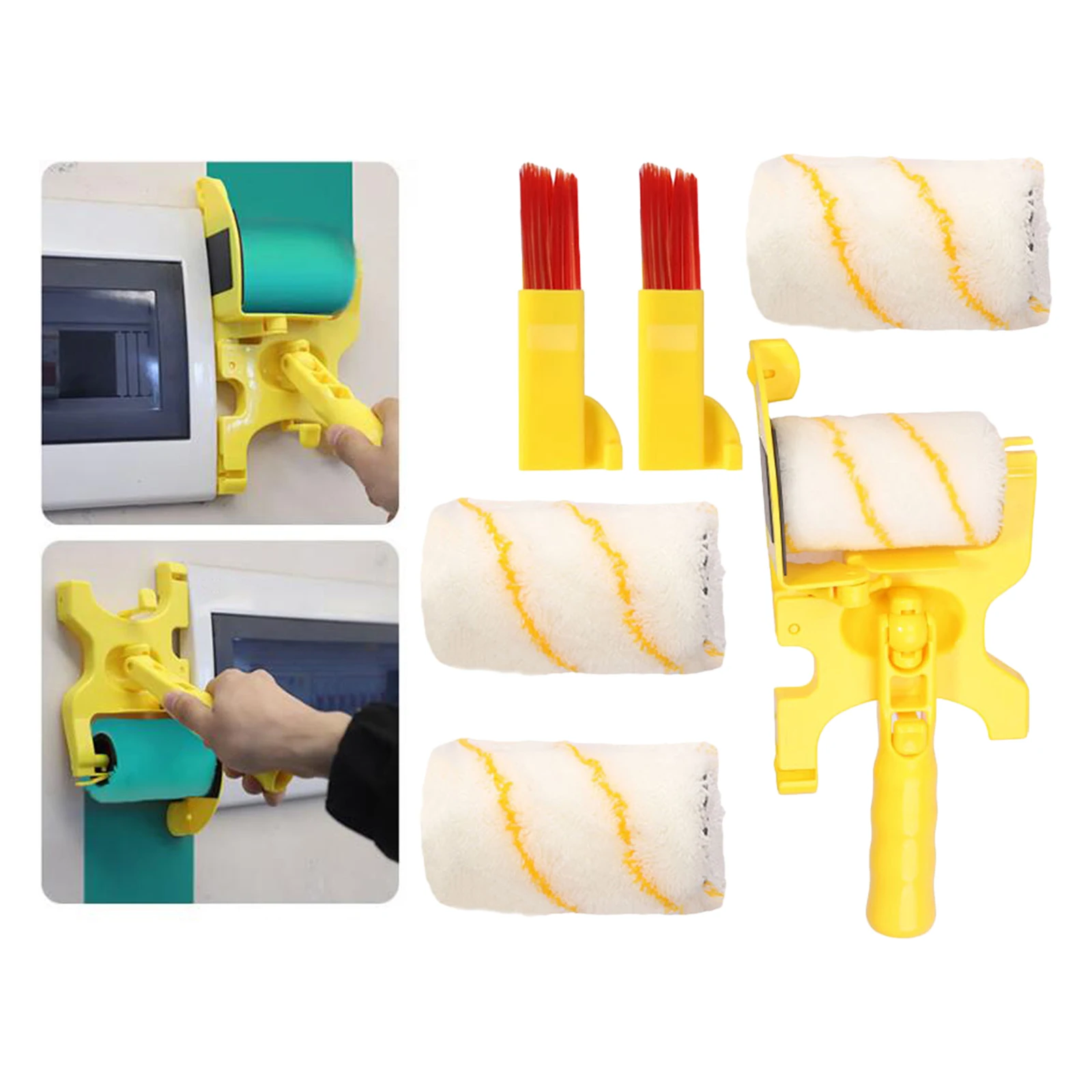 

Clean-Cut Paint Edger Roller Brush Painting Tools Roller Paint Brush Clean-Cut Paint Edger Wall Painting Roller Brush Set
