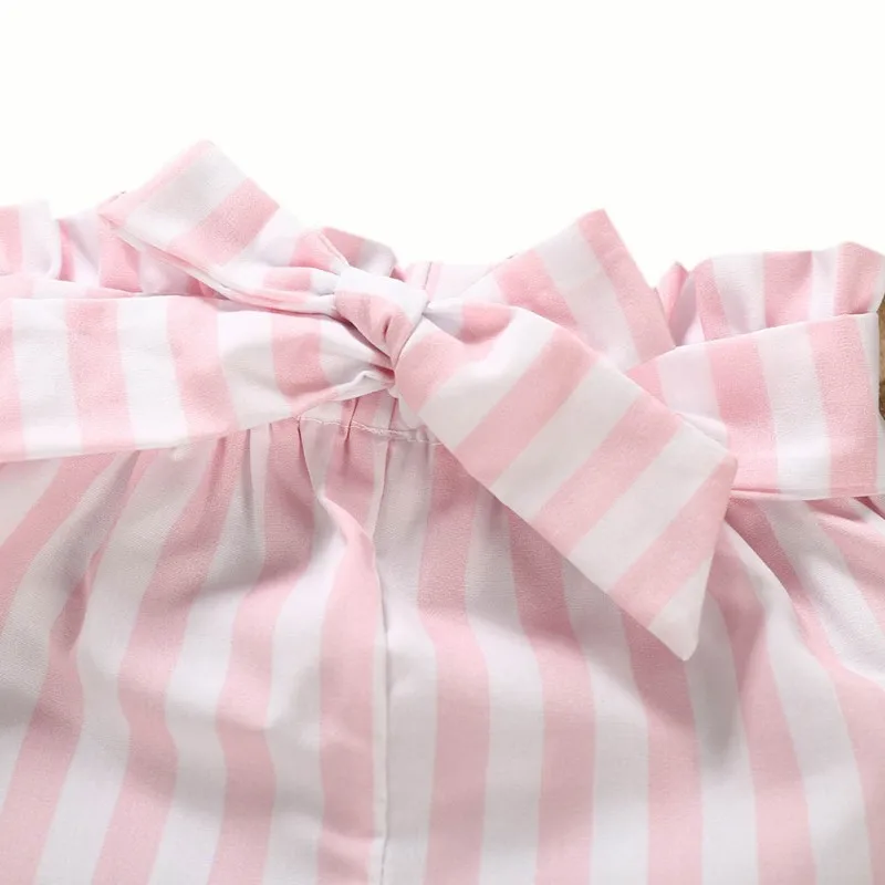 

Spring Autumn Infant Baby Girls Cotton Long Sleeve Romper Sets Solid Color Comfortable Romper+Striped Printed Trousers New Sets