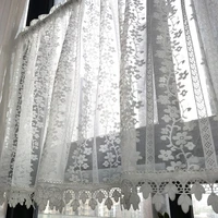 french retro garland kitchen tulle short curtains for girls living room door balcony window salon lace half drapes