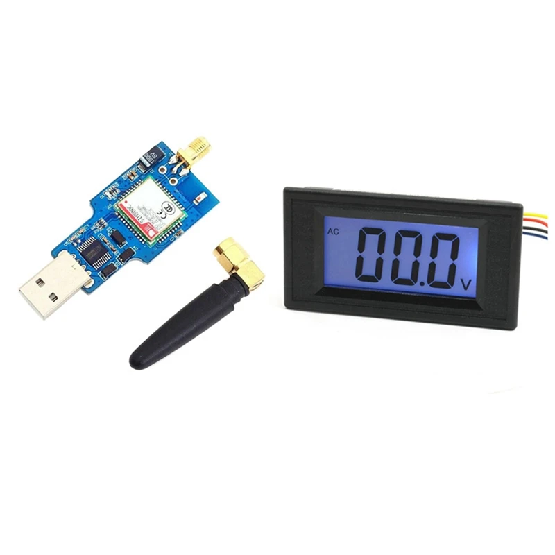 

Panel Mount LCD Display Voltage Measuring Voltmeter AC 0-200V & USB to GSM Module Quad-Band GSM GPRS SIM800C Module