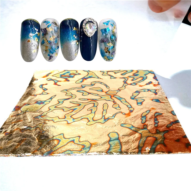 50 Sheets Dream Color Texture Gold Foil Craft Paper Foil Flake Gilding DIY Gold Leaf Nail Arts Flake Paiting Work Decor Confetti