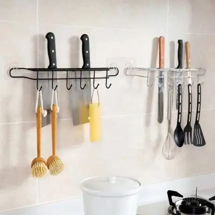 

Iron Wall Mounted Kitchen Rack Knives Cooking Shelf Drain Rack Cutlery Holder Home Bathroom Organizer Accessories Supplies Item