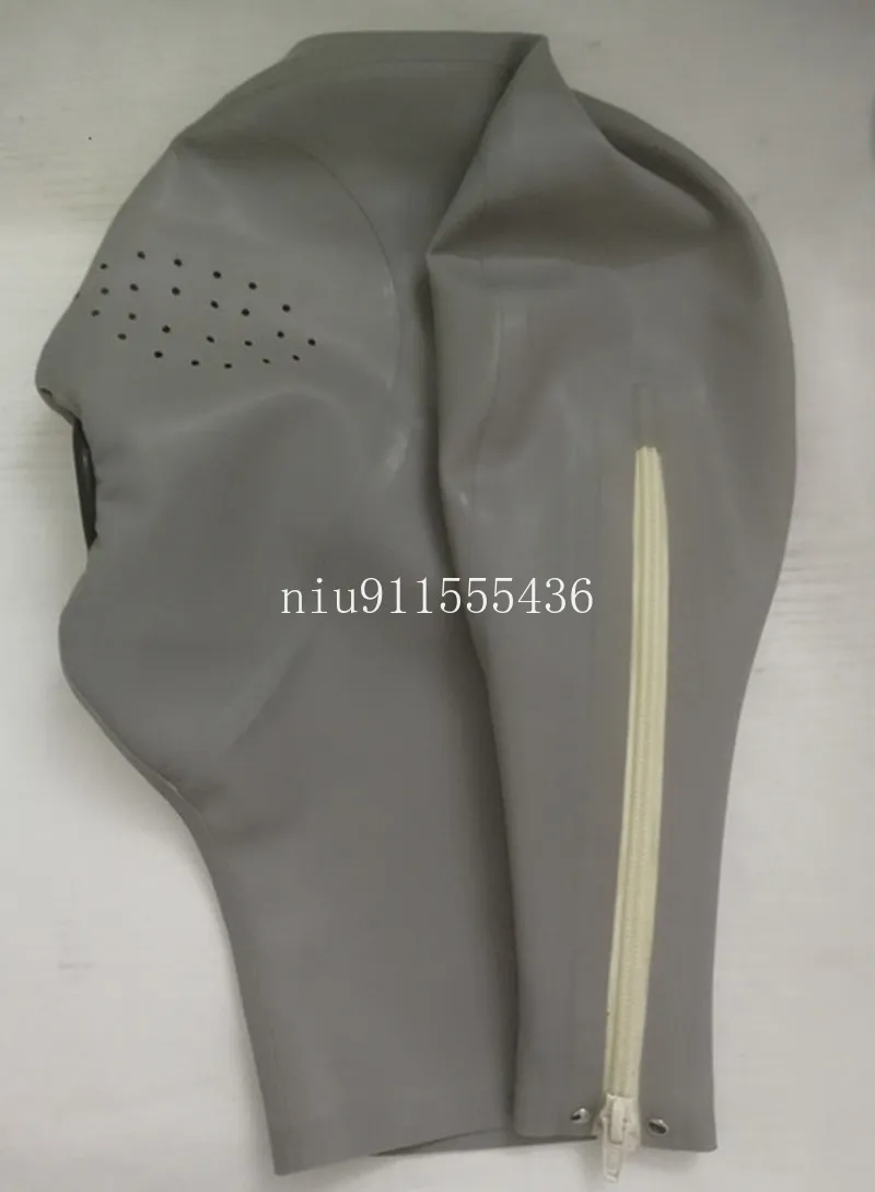 

Sexy Lingerie Design Sexy Grey Handmade Latex Hoods with Small holes Eyes & Mouth Condom for Men