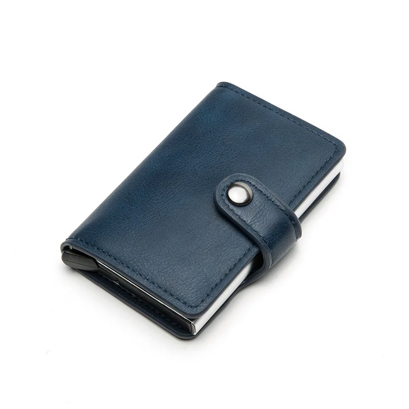

Модный кошелек для кредитных карт металлический корпус для карт из искусственной кожи с технологией Rfid, портативный деловой кошелек для ку...
