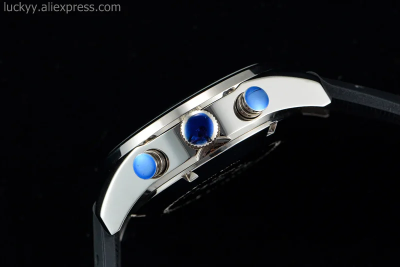 Часы мужские кварцевые с хронографом из нержавеющей стали резиновым ремешком |