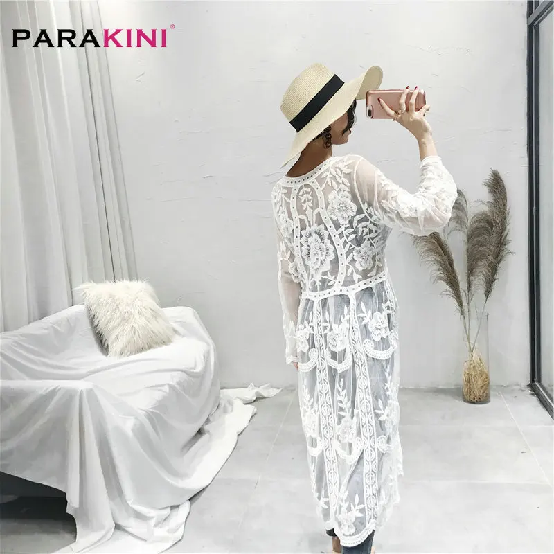 PARAKINI, хлопковая туника с круглым вырезом, саронг, купальный костюм, накидка, бикини,, для женщин, кружевная накидка, пляжная одежда, открытая, мини, Пляжное Платье