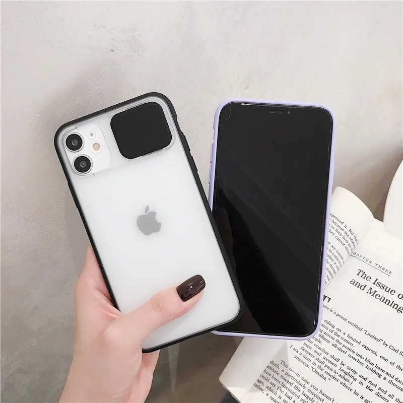Slide Camera Lens Protection Silicone Phone case For iPhone 11 Pro Max X XR XS MAX 6 6S 7 8 Plus Soft TPU Candy Color Case | Мобильные
