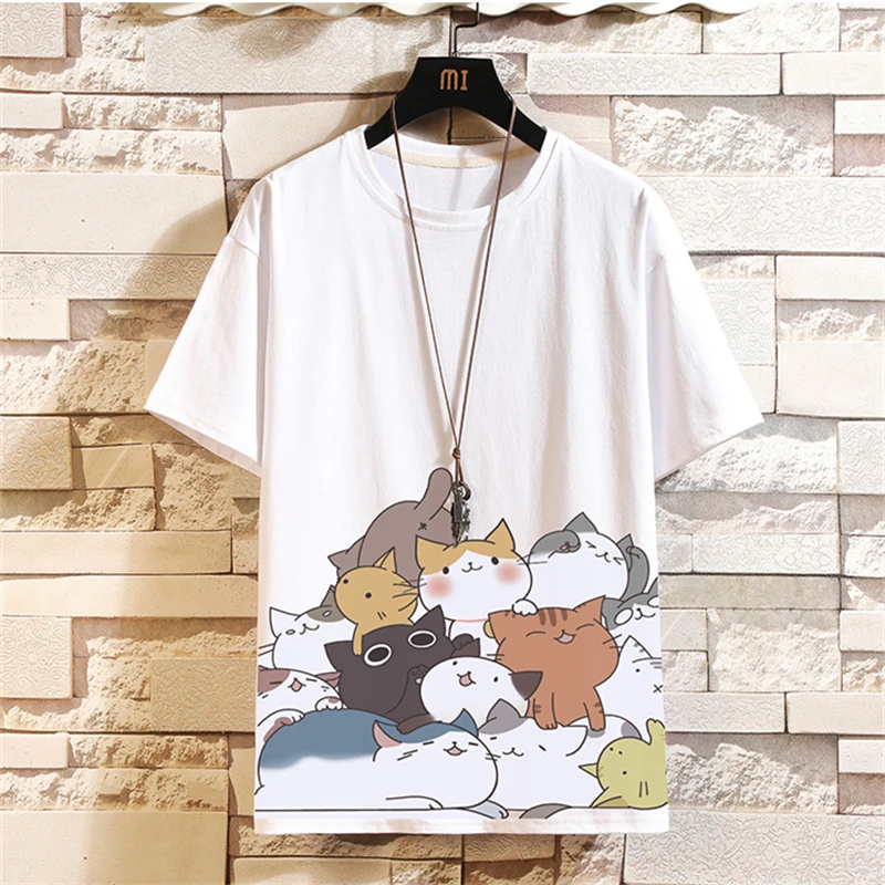 

Spring And Summer New Simplicity Cartoon Men Women T-Shirt Japanese Youthful Vitality Casual Short Sleeve Cotton Neutral Top