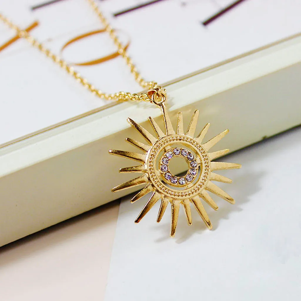 Jewelry Women Fashion Vintage Gift Gold Sunflower Dill Present Necklace For Pendant Accessories hanging бижутерия | Украшения и