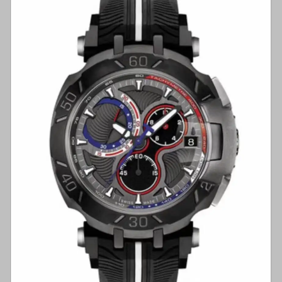 

2021 new Sports 5 colors Men Chronograph Function Swiss Movement Waterproof 10 Meters Silicone Large Dial Men's Wristwatch