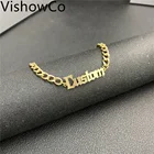 Ожерелье из нержавеющей стали VishowCo с именем под заказ, 6 мм, Золотая кубинская цепочка, персонализированная именная табличка, браслет, ювелирные изделия для мужчин, подарок