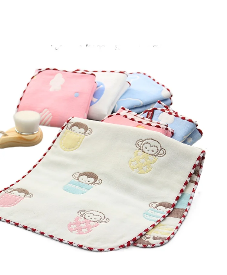 

25 * 50cm Baby Cotton Thickened Facial Towel Cartoon Six Layer Gauze Children's Soft Handkerchief Saliva Towel