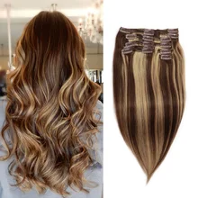 Isheeny, человеческие волосы Remy на заколках для наращивания, рояль, блонд, 4#27#, двойной уток, бразильские волосы на заколках, набор на всю голову