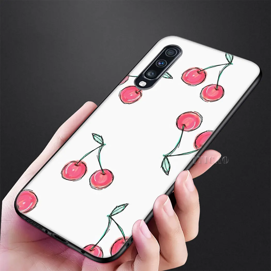 IYICAO Green Cherry Fruit Soft Case for Samsung Galaxy A9 A8 A7 A6 2018 Plus A3 A5 2016 2017 J6 Phone |