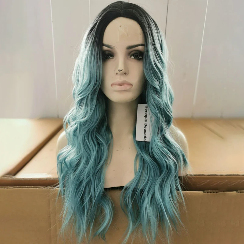 

Gereque Deusada Ombre Brown Headband Wigs for Black Women Long Wavy Synthetic Wig Heat Resistant 24inches