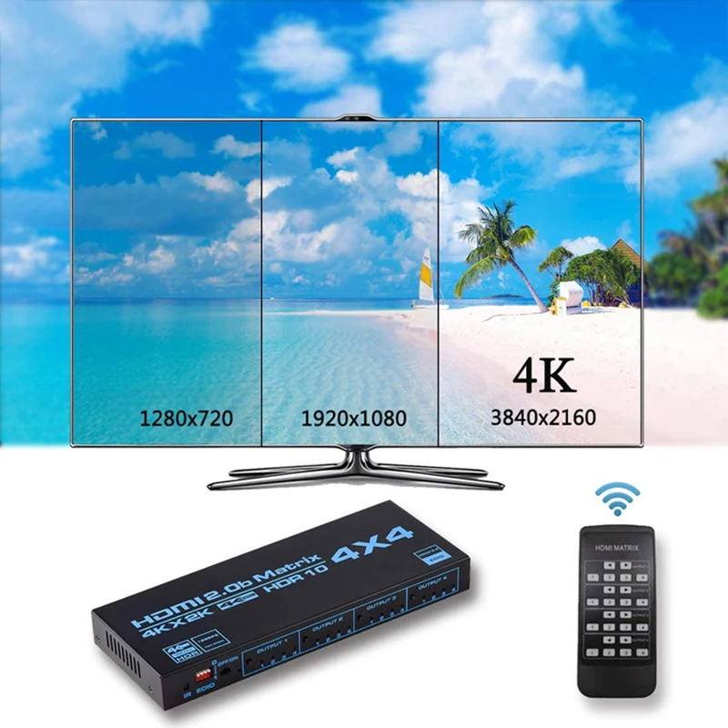 HDMI матричный коммутатор 4x4 4K сплиттер 4 в выхода с экстрактором EDID и ИК пультом