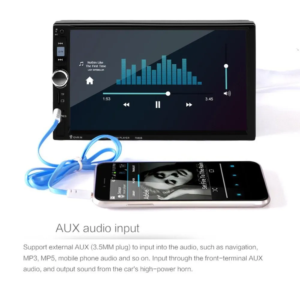 Автомагнитола 7080B 7 &quotHD 2 DIN Bluetooth MP5 плеер FM AUX TF|MP3-плеер для авто| |