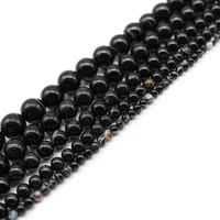 4 6 8 10 12 14mm natural black stripes agates stone beads natural black agtes loose spacer beads for jewelry making bracelet diy