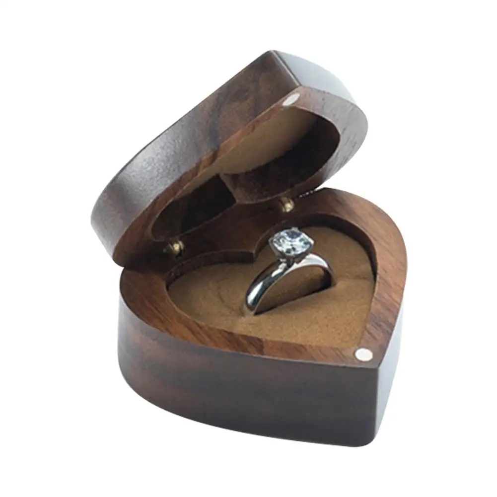 Черный орех красный палисандр коробка для свадебных колец одно кольцо свадьбы из