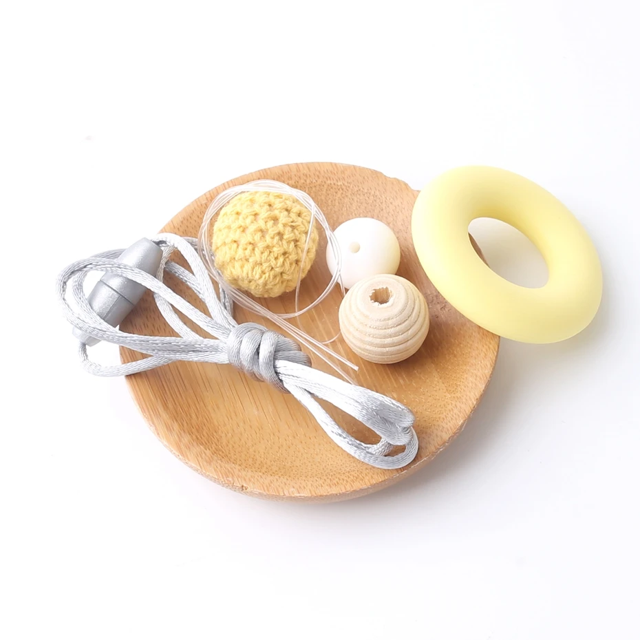 Let's Make ожерелье набор 1 шт DIY ожерелье для кормления крючком Бусы из натурального дерева Бисер пищевой безопасный для кормления ребенка прорезыватель для зубов