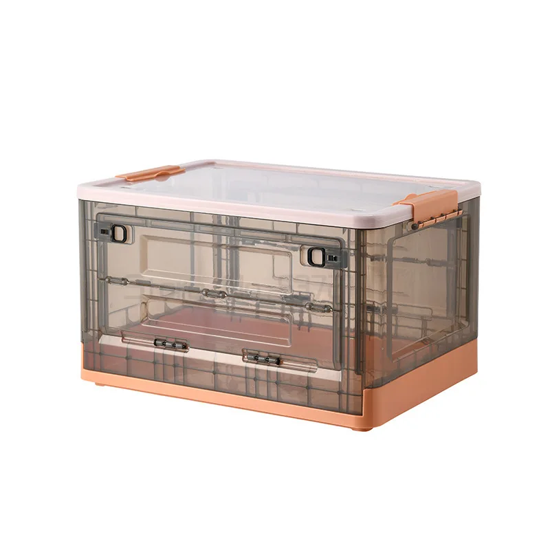 

Foldable book storage box household plastic transparent storage box with wheels book finishing book box storage artifact