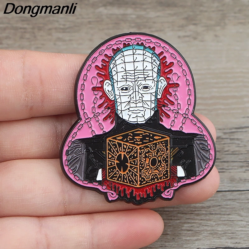 

K873 Hellraiser Halloween Horror Metal Enamel Pins and Brooches for Women Men Lapel Pin backpack bags Hat Badge Kids Gifts