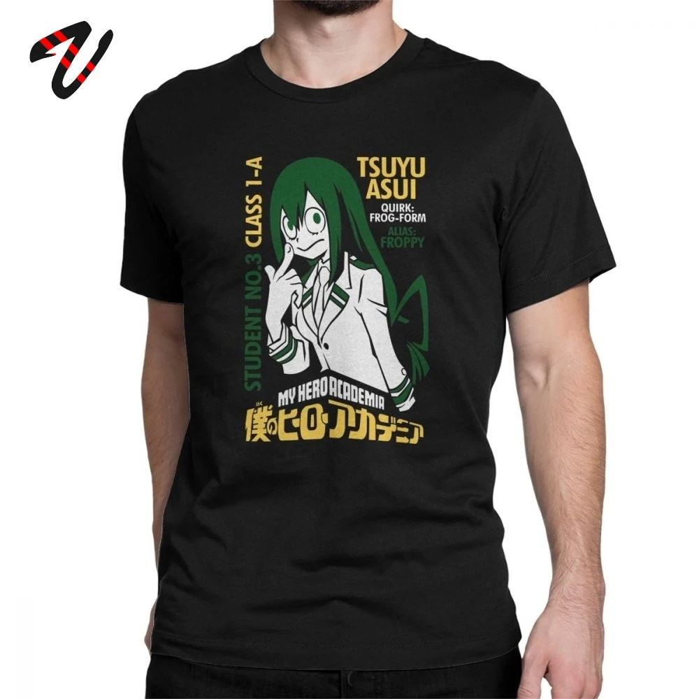 Для мужчин аниме мой герой Футболка Boku без Froppy в винтажном стиле с круглым