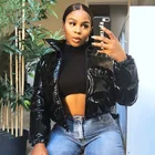 Укороченный пузырьковый пуховик 2021, зимние парки из искусственной кожи, теплая женская верхняя одежда с длинным рукавом, на молнии, Повседневная однотонная облегающая куртка