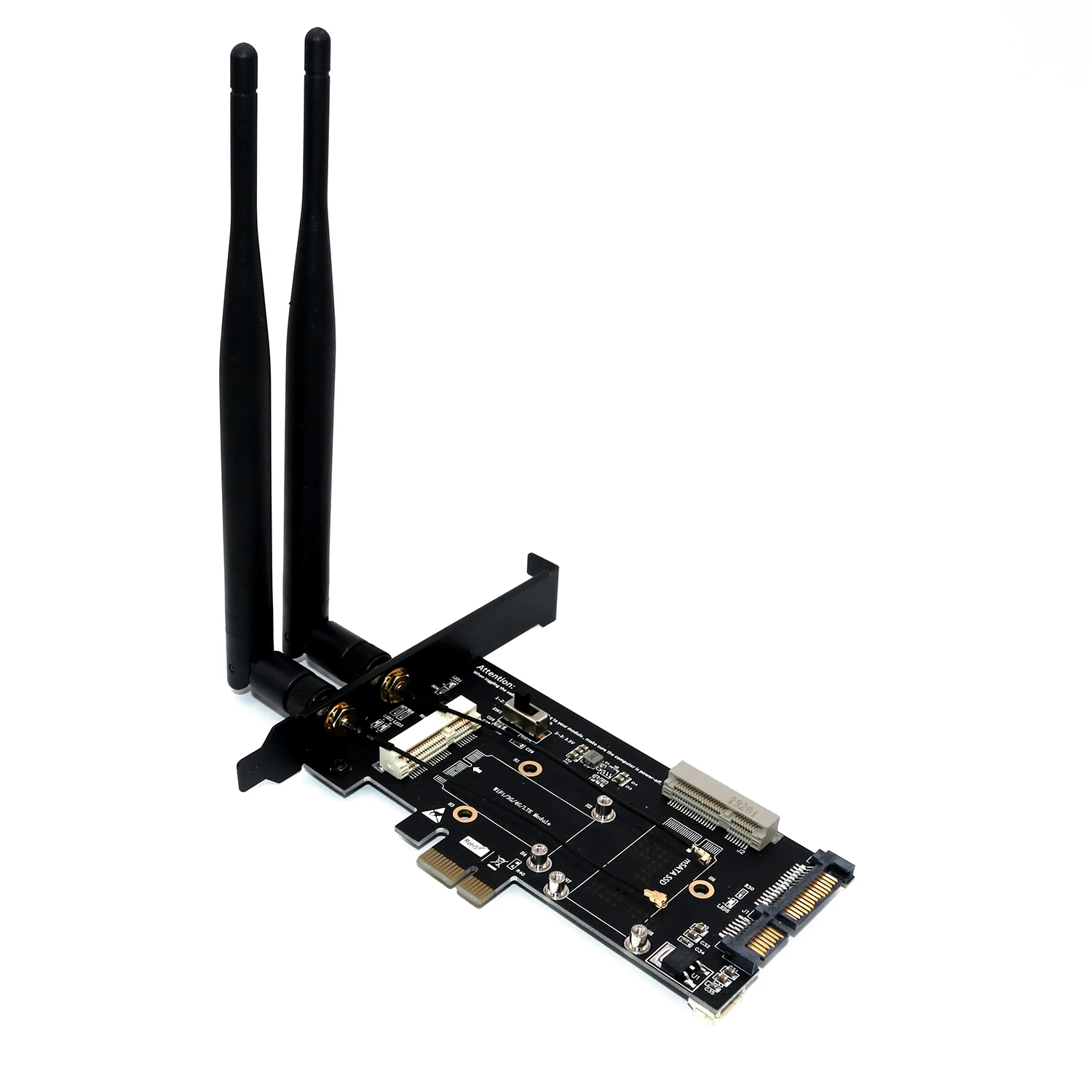 Адаптер PCI-E WiFi Mini to Network Card mSATA SSD SATA 2.5 с SIM-слотом для 3G/4G/LTE Wi Fi on.
