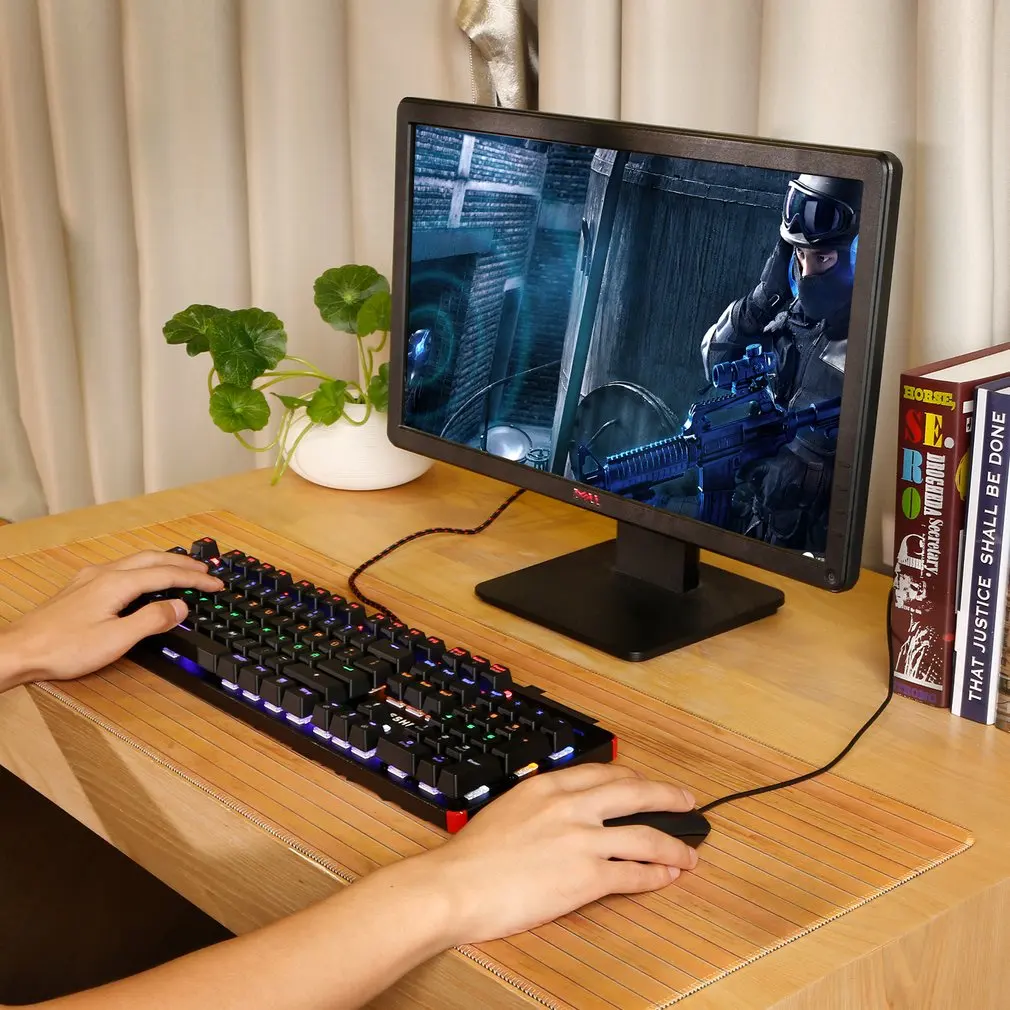LESHP USB Проводная 105 клавиша с подсветкой профессиональная игровая офисная механическая клавиатура с светодиодный подсветкой