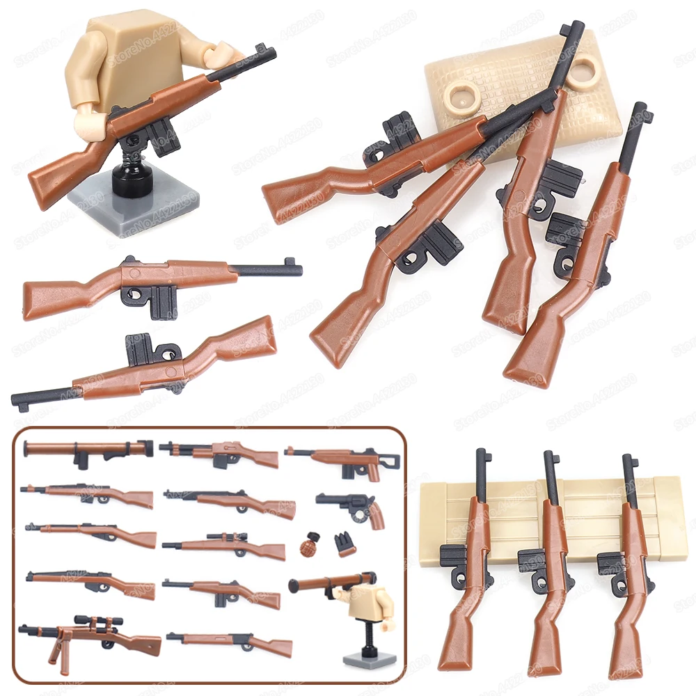 

Army Melee Weapons M1 Carbine Manual Spraying Military Gun Building Block WW2 Figures Soldier Equipment Model Child Gift Boy Toy
