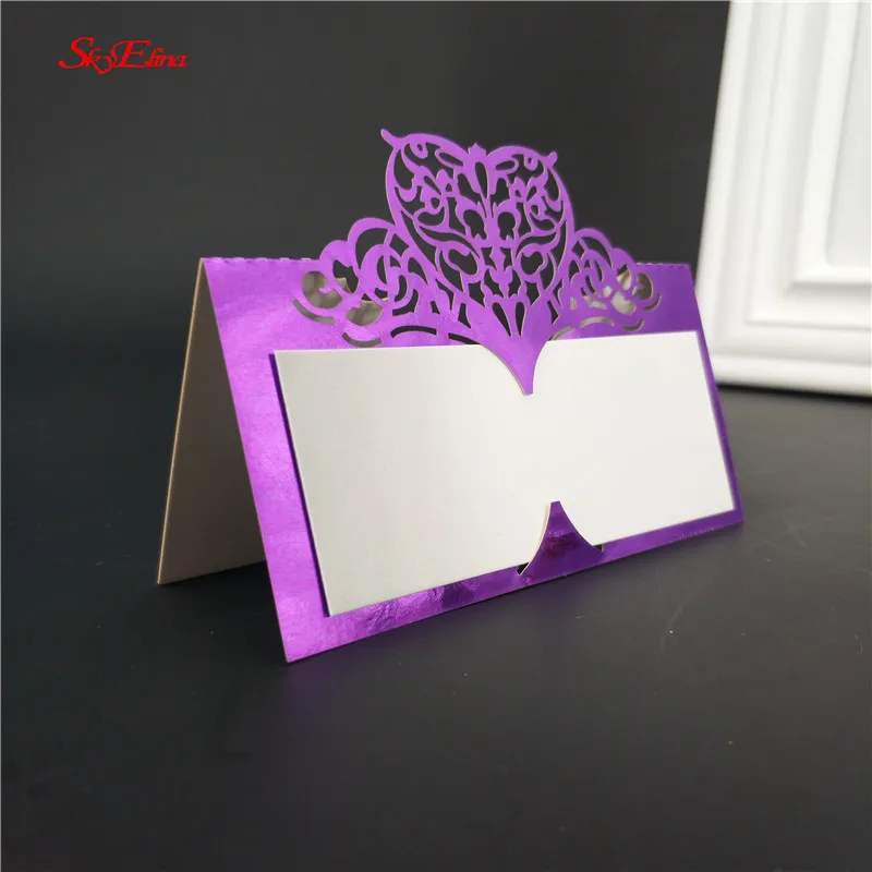Bright purple 50 шт., вечерние Рассадочные карточки для гостей, свадебные открытки, товары для дня рождения, украшение для сидения за столом 5zSH871-50 - Цвет: Bright purple