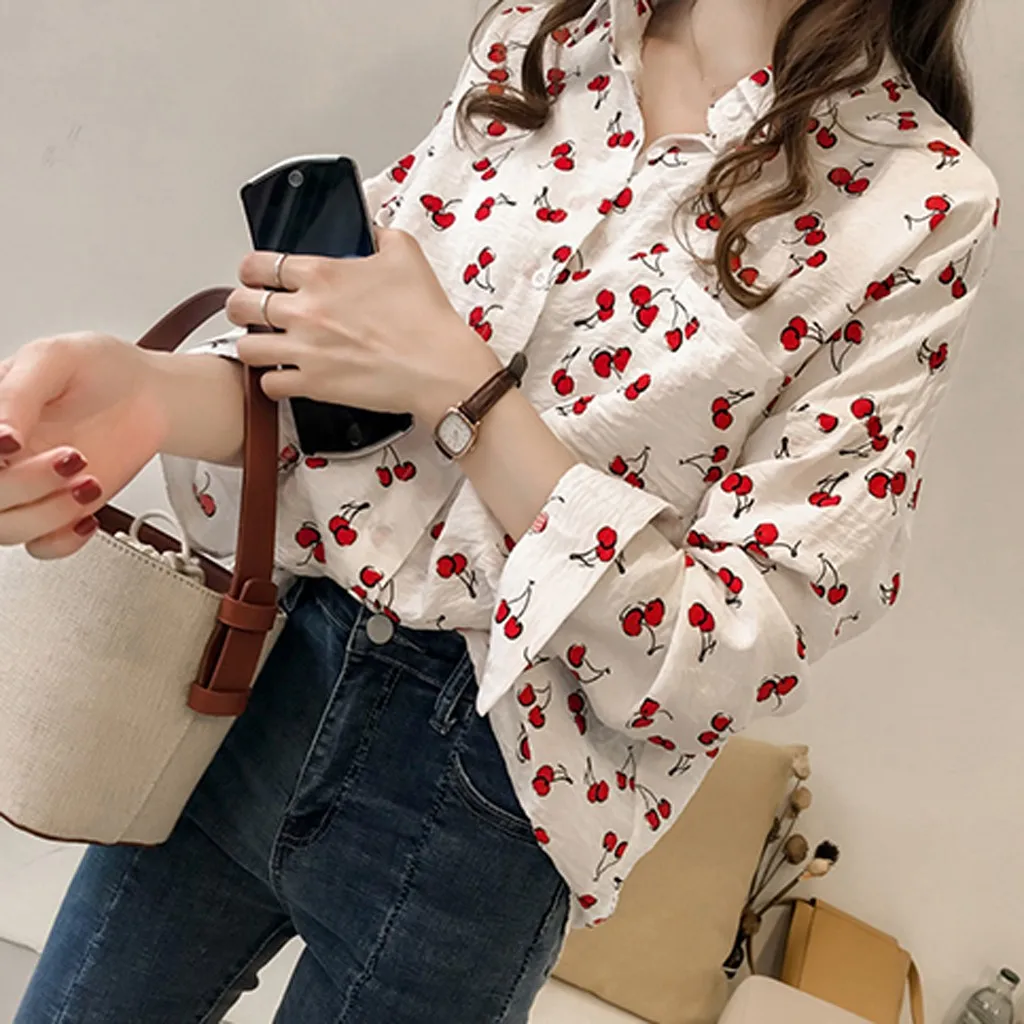 Vestidos verao ropa mujer женская мода топ в стиле ретро с принтом длинным рукавом отворотом