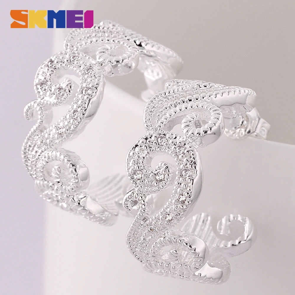 

SKMEI 925 Sterling Silver Korean Jewelry Fashion Earring Zircon Silver Earring 2021 New Trend Hoop Ear CE560