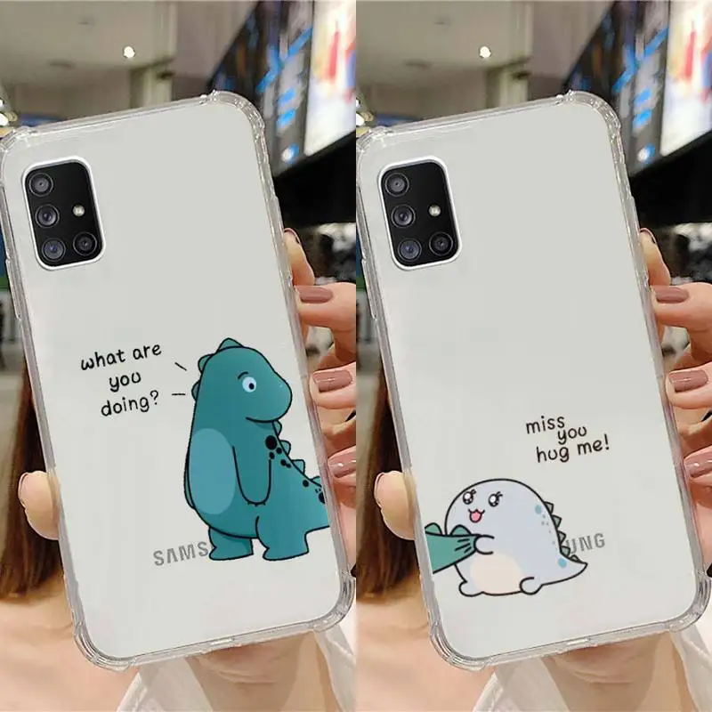 

Little dinosaur friend couple Phone Case Transparent For Samsung Galaxy A S Note 9 10 51 50 71 70 80 20 21 30s ultra plus