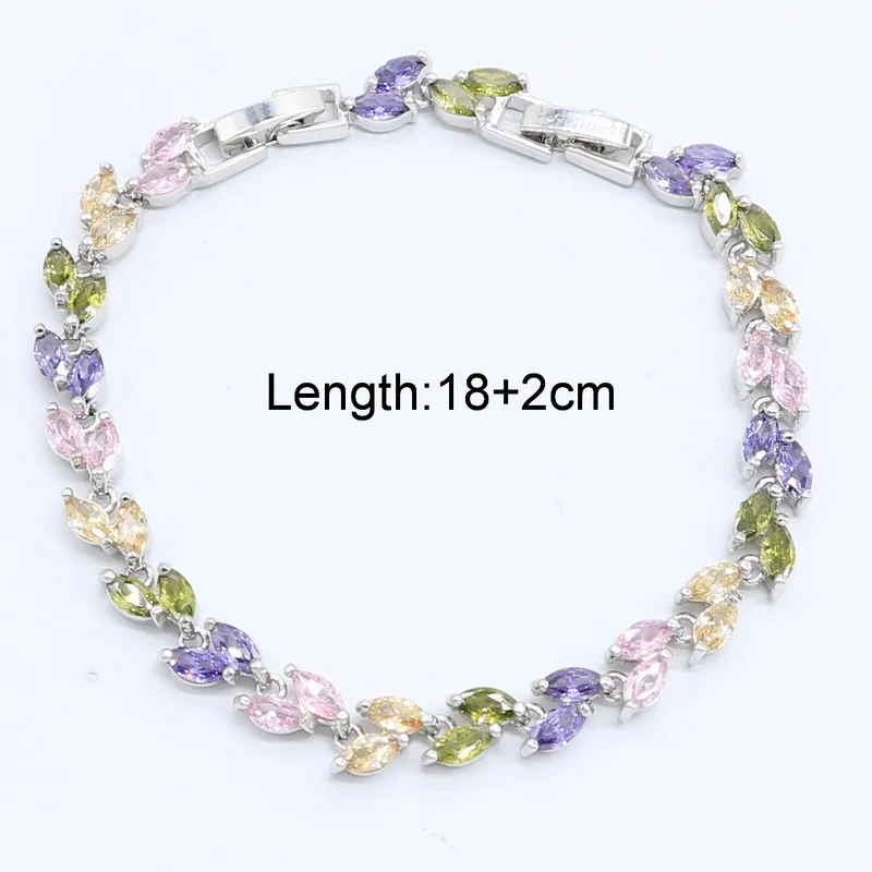 Серебряный цвет свадебные ювелирные изделия разноцветные камни кубический