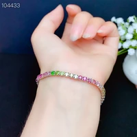 gemicro jewellery 100 natural new style candy color tourmaline bracelet with woman stone size of 33mm and s925 sterling silver