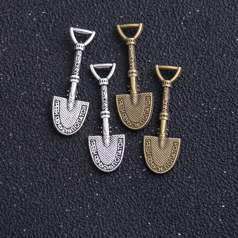

16pcs 10*32mm Vintage Charms mini Shovel Pendant two color Fit Bracelets Necklace DIY Metal Jewelry Making