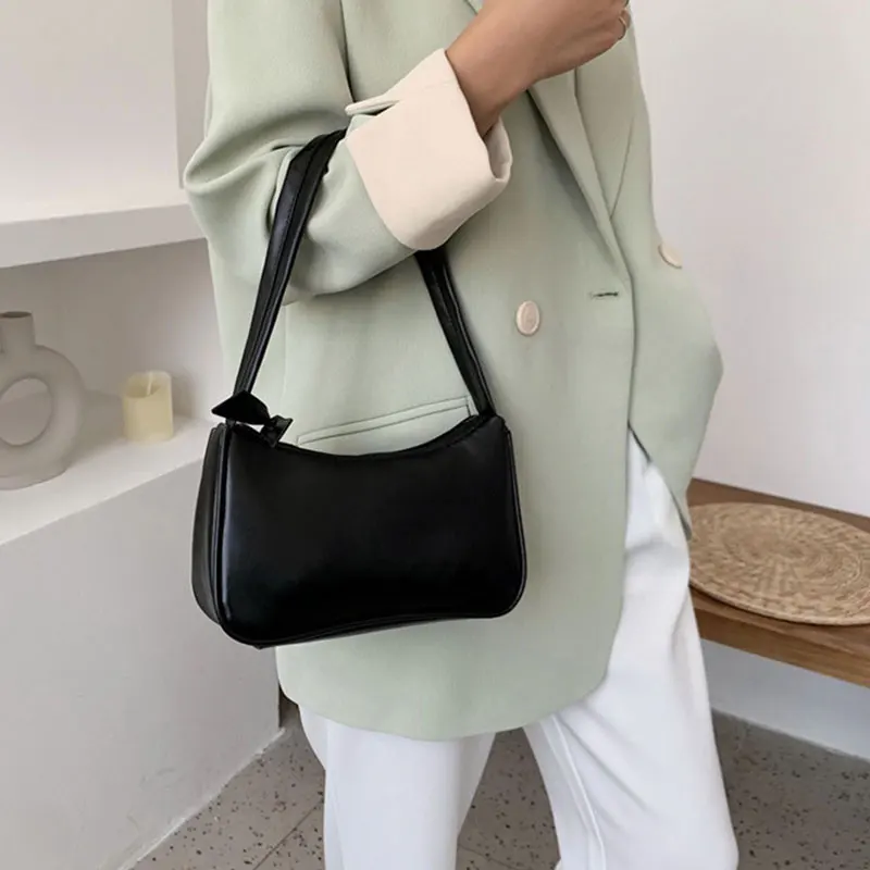 

Handle Bag Women Retro Handbag PU Leather Shoulder Totes Underarm Vintage Top Handle Bag Female Small Subaxillary Bags Clutch