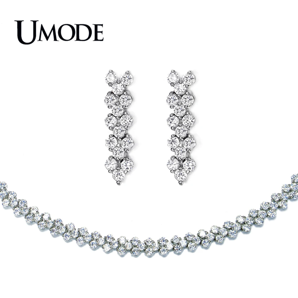 UMODE классический дизайн ювелирные наборы включая CZ серьги подвески и колье набор