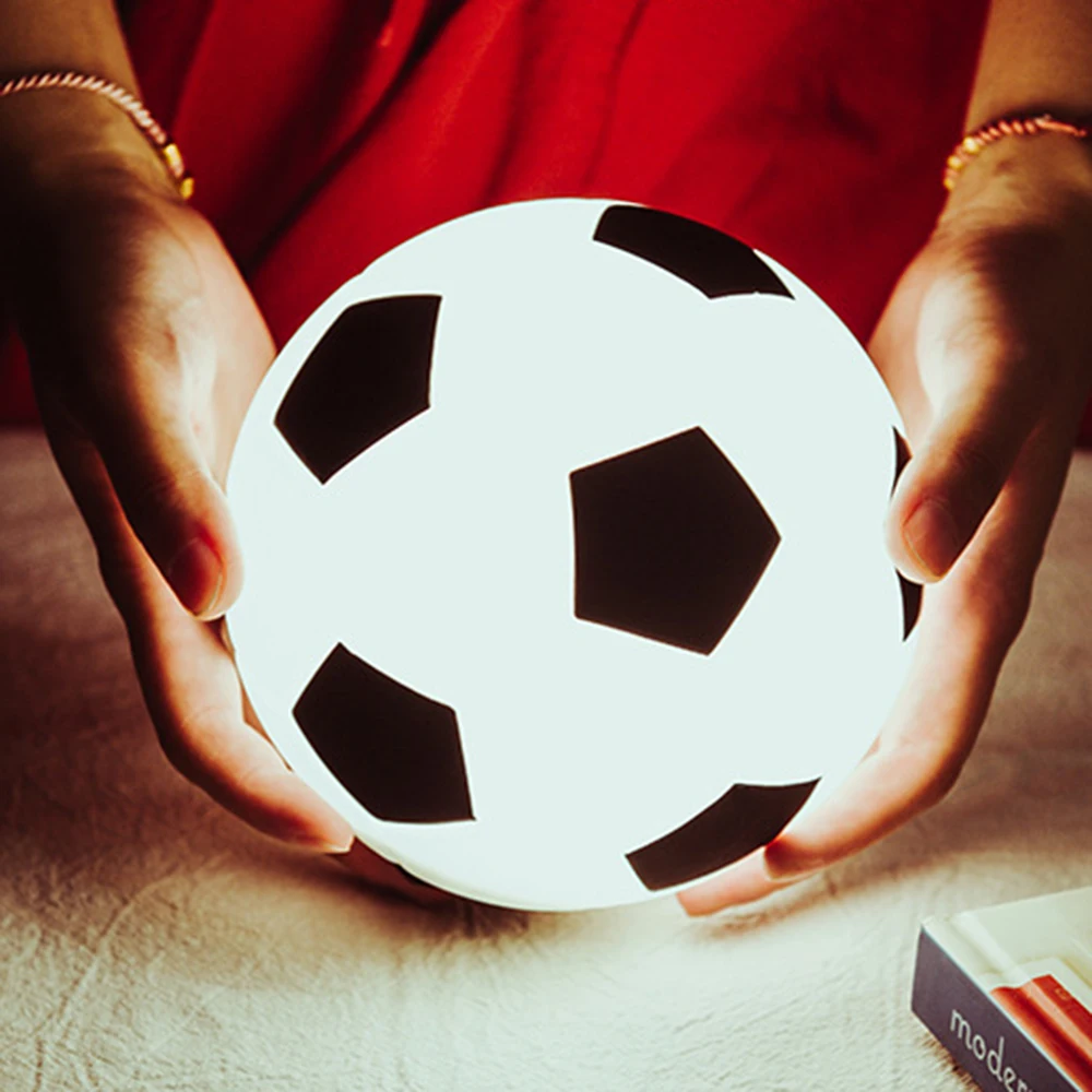 

USB Charging Football Night Light Silicone Shell Deformation Children's Toys Bedroom Decoration Sleep Pat Breathing Light JQ