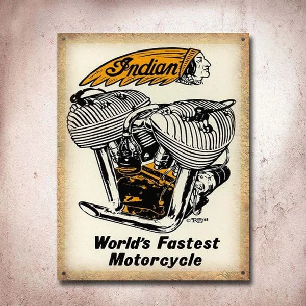 

Indian Worlds Fastest Motorcycle Vintage Advertisemen Tin Sign Metal Sign