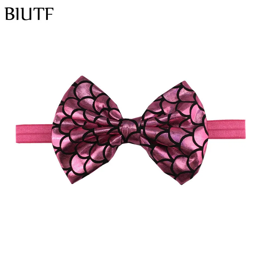 1 шт./лот эластичная лента повязка на голову 5 дюймов мягкая ткань Русалочка бант